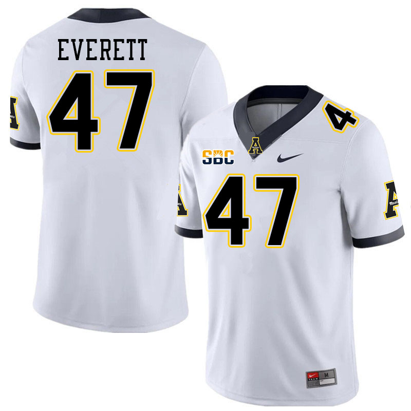 Men #47 Carter Everett Appalachian State Mountaineers College Football Jerseys Stitched-White